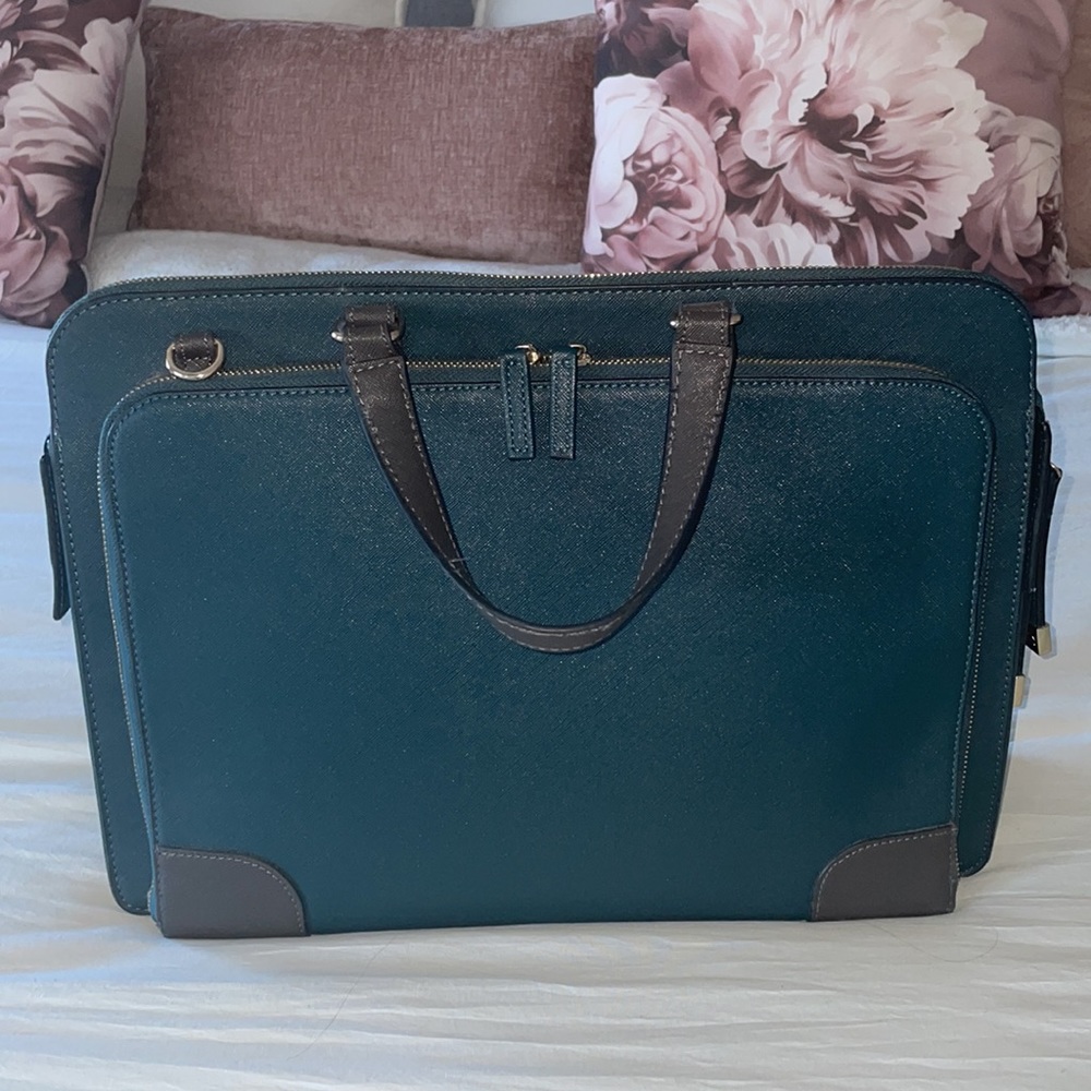 CARPISA Eurostyle Laptop Bag With Handle and Shoulder Strap in Teal and Gray
